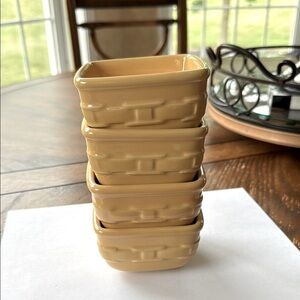 Longaberger Pottery Butternut Square Bowls